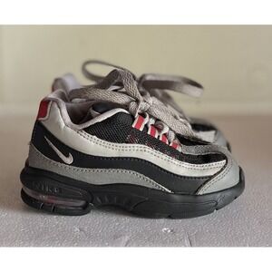 Nike Little Air Max 95 Black Volt Gray Red Running Shoes Size 7C 905462 036